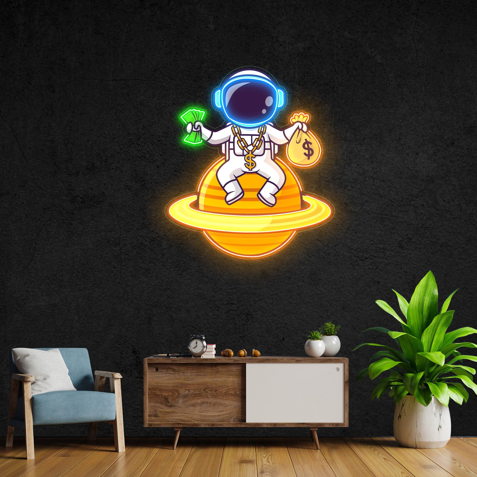 ASTRONAUT PLANET NEON POP ART