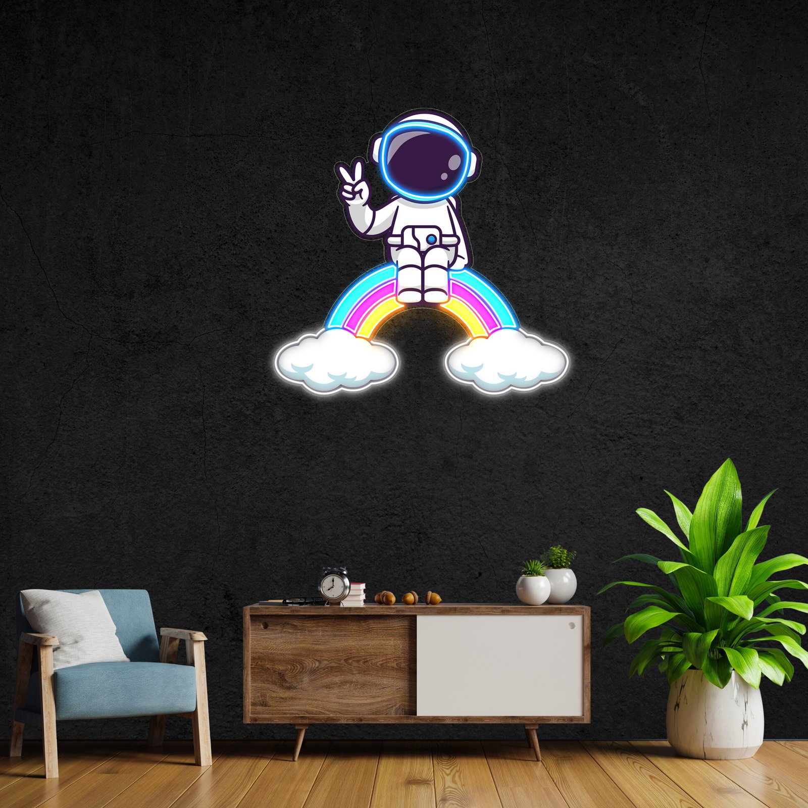 RAINBOW ASTRONAUT NEON POP ART