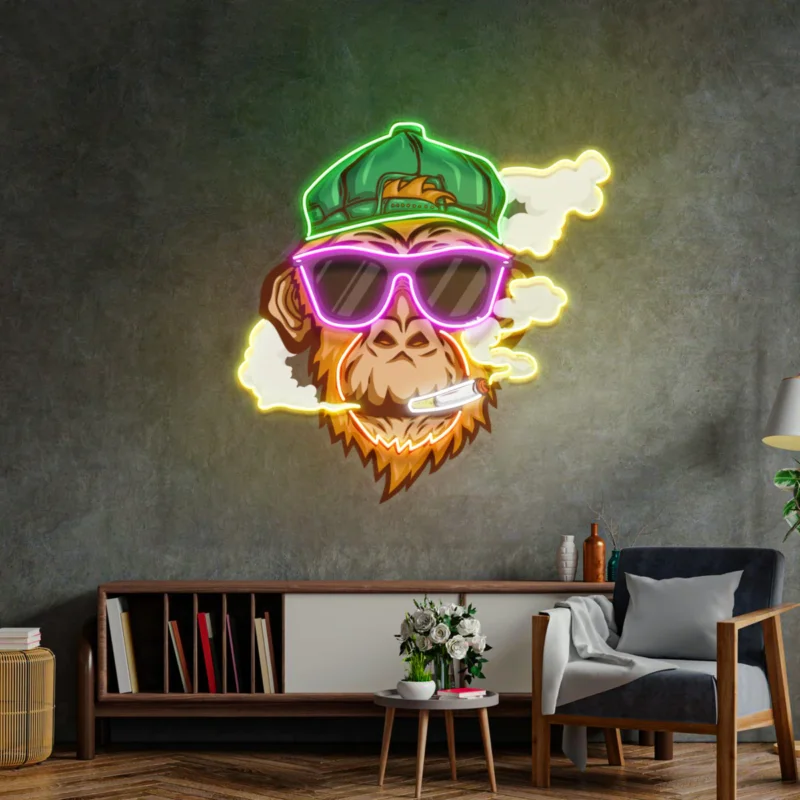 SMOKING MONKEY NEON POP ART