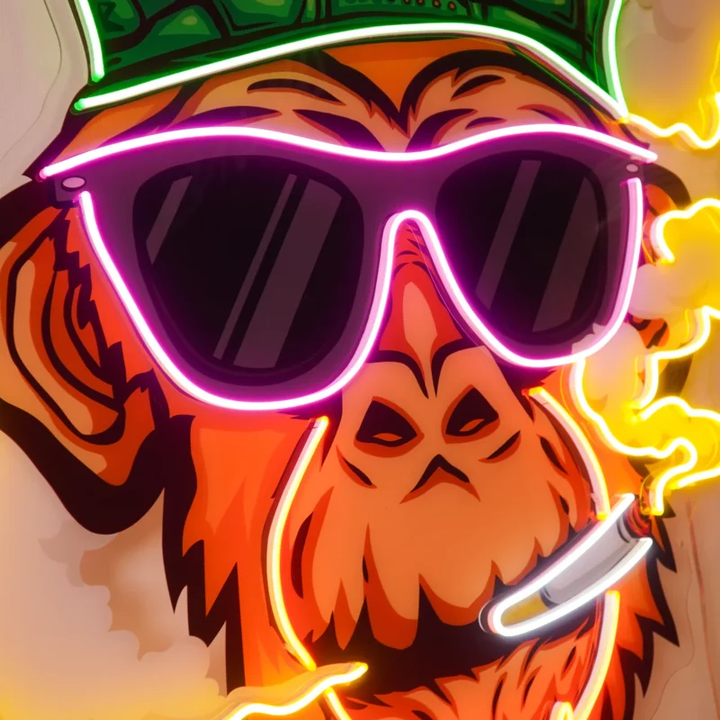 SMOKING MONKEY NEON POP ART thumbnail 3