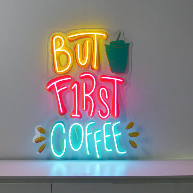 "BUT FIRST COFFEE" NEON POP ART thumbnail 3